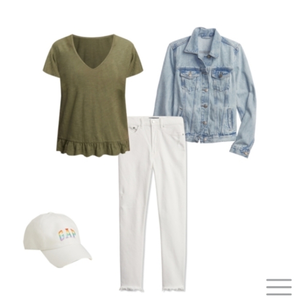 GAP t-shirts scoop neck purple orchid, grey camo, vneck army green M L lot of 3 - Picture 16 of 16